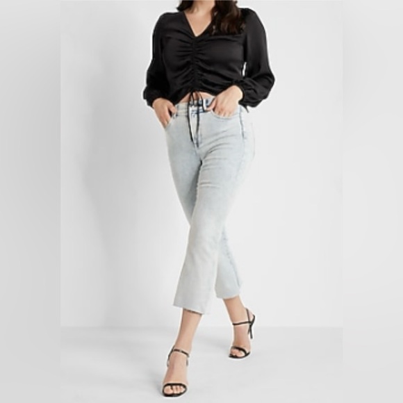Express Denim - NWT EXPRESS HIGH WAISTED LIGHT WASH RAW HEM CROPPED FLARE JEANS